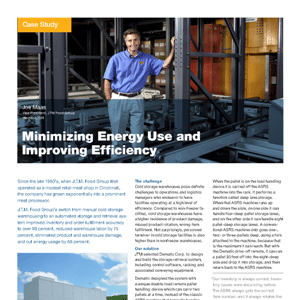A man in a blue shirt stands in an industrial facility. The text discusses minimizing energy use and improving efficiency in a case study format.