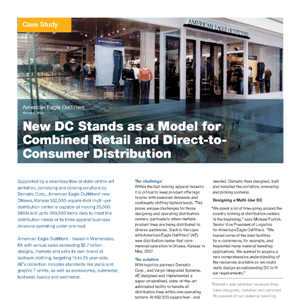 A retail storefront with mannequins and clothing inside. The headline reads: “New DC Stands as a Model for Combined Retail and Direct-to-Consumer Distribution.”.