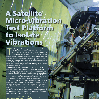 A mechanical satellite vibration test platform with the text “A Satellite Micro-Vibration Test Platform to Isolate Vibrations” overlaid.